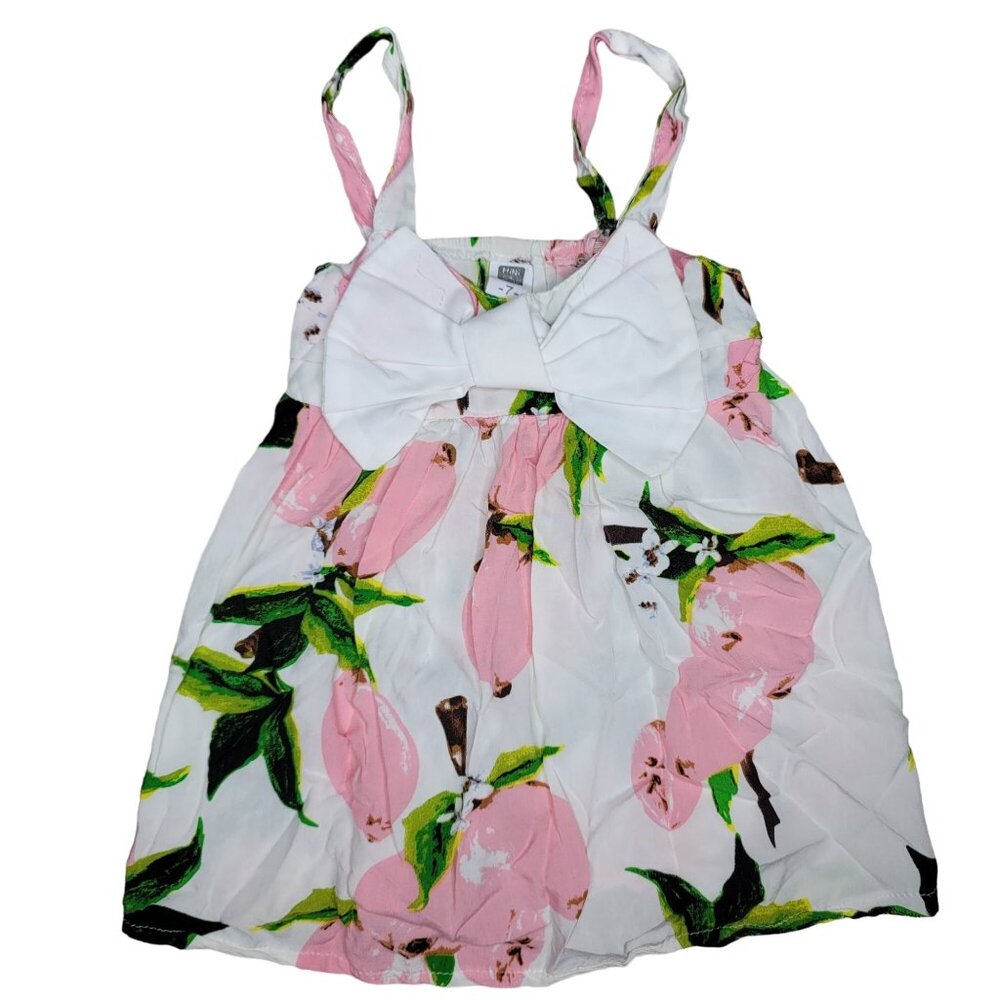Mini Kids Girls floral bow sleeeveless flouncy shirt  With Bow and flowers sz 7